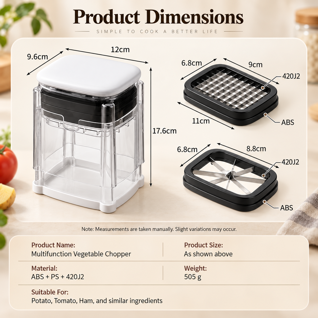 Press Chopper Multi Functional Food Chopper Slice