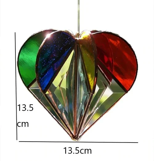 💕Handmade Stained Heart-shaped Suncatcher, BUY 2 FREE SHIPPING!