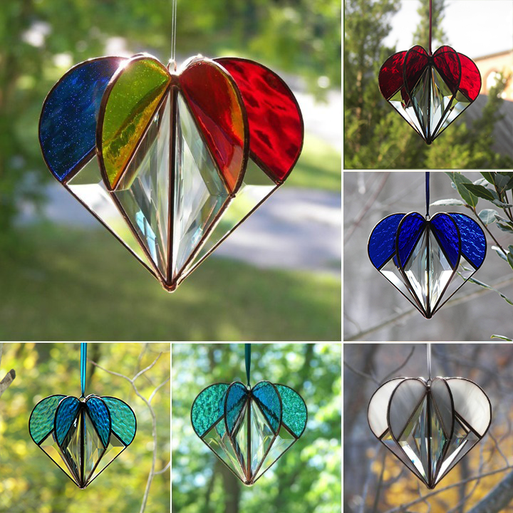 💕Handmade Stained Heart-shaped Suncatcher, BUY 2 FREE SHIPPING!