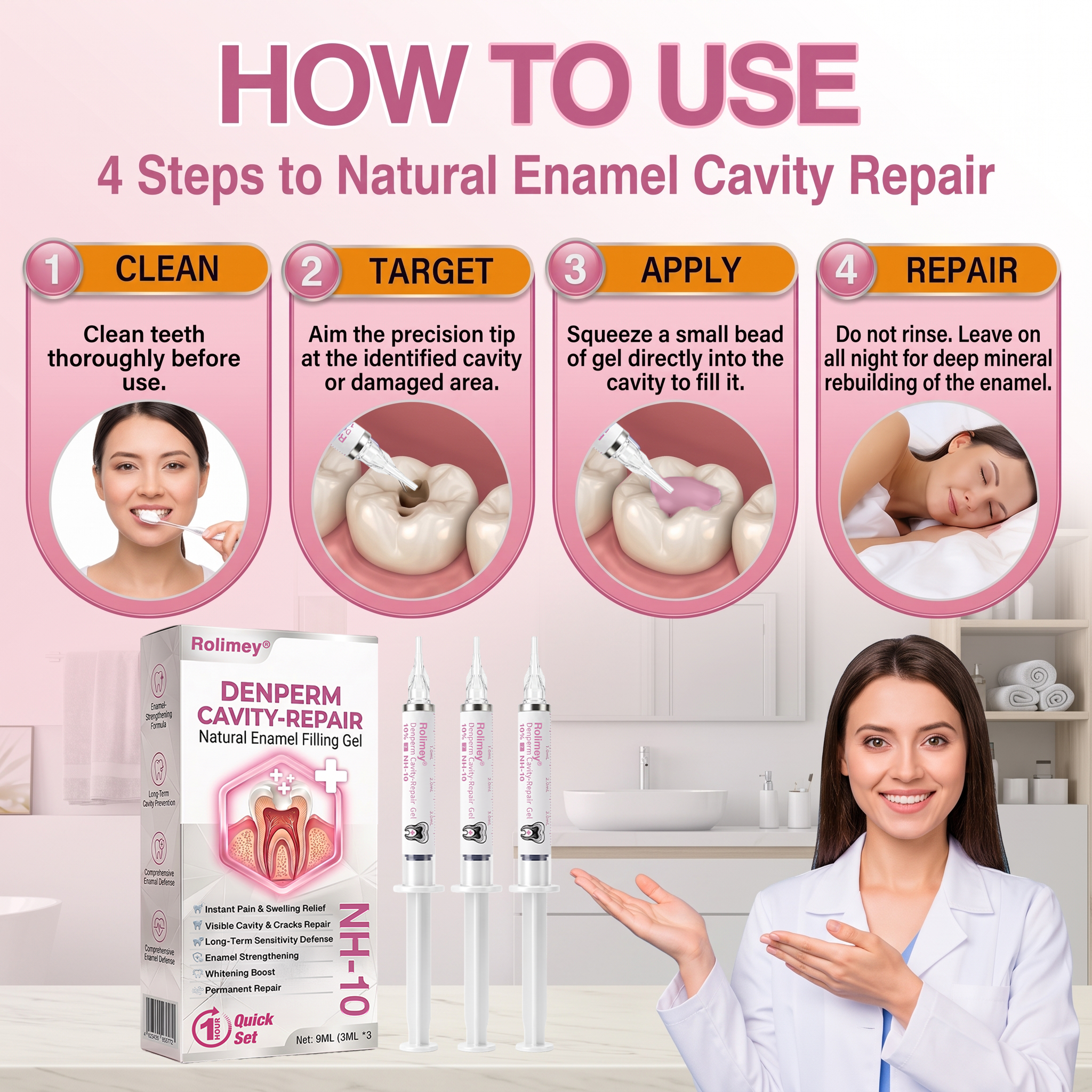 Rolimey® DenPerm : gel de restauration de l'émail naturel pour la réparation des caries