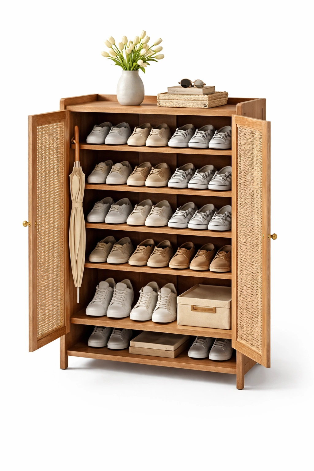 Szafka na buty z rattanem Natural Oak
