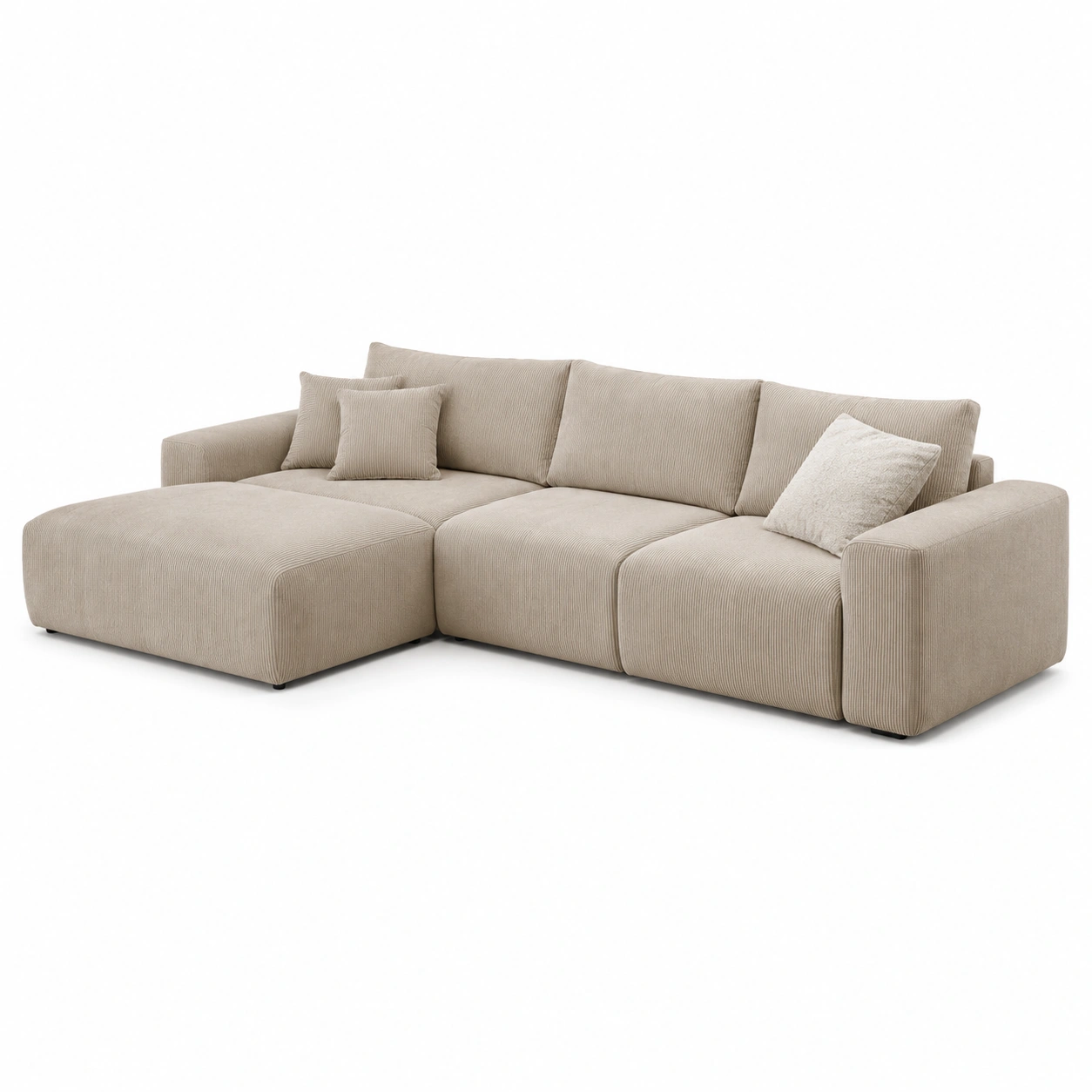 Sofa narozna kremowa minimalistyczna
