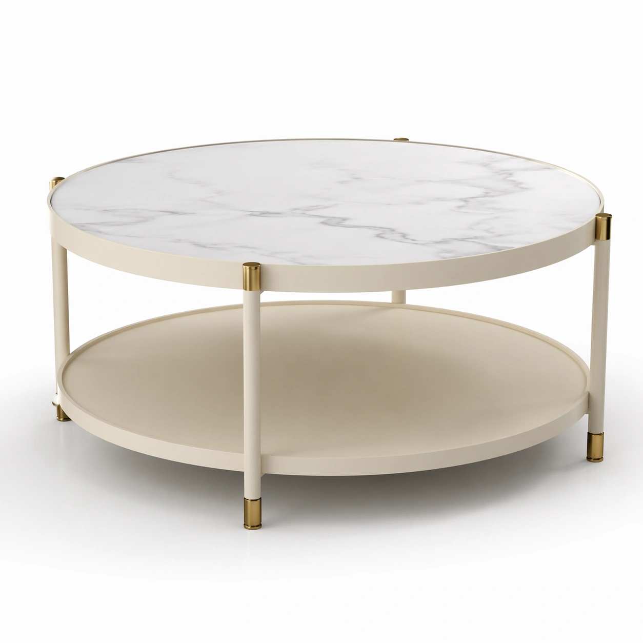 Okragly stol kawowy Marble Line Ivory