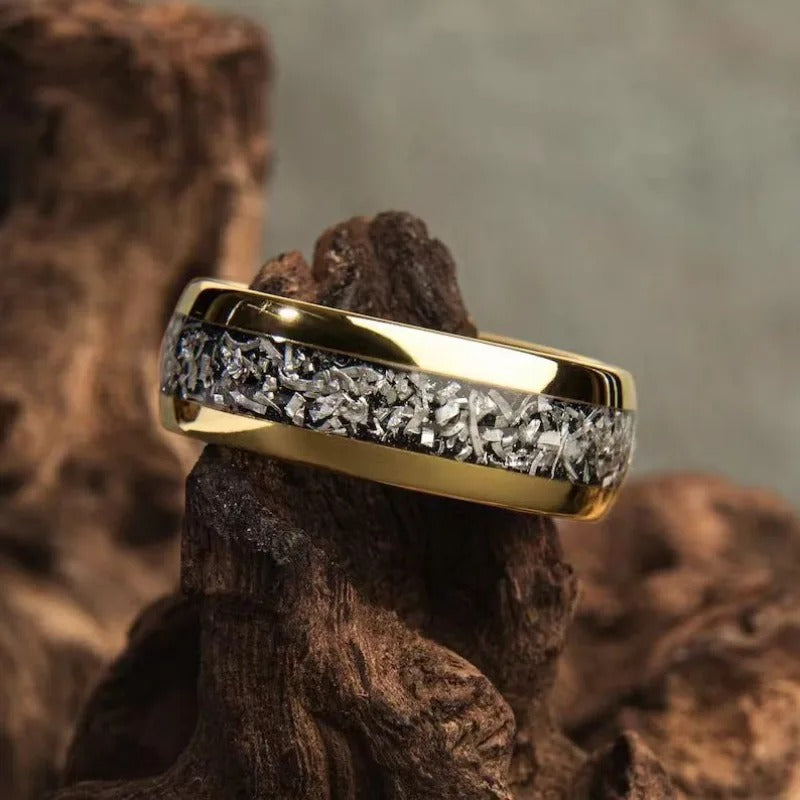 Zlatý trblietavý intarzovaný prsteň-Eleanor Hart SK