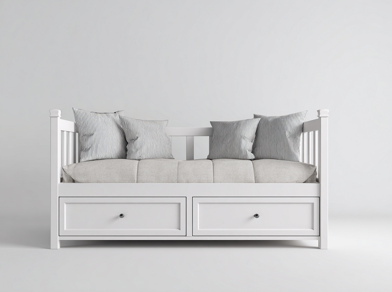 Divano letto-Legno-MDF-201x93x111 cm-Bianco-Grigio chiaro-Classico elegante-Raluxmohaus