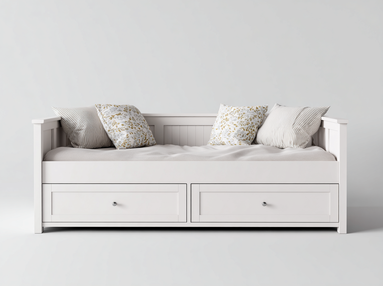 Divano letto-Legno-MDF-214x94x88 cm-Bianco-Stile nordico elegante-Raluxmohaus
