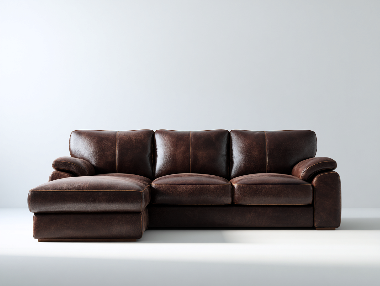 Divano angolare-Pelle sintetica-278 x 164 x 88 cm-Marrone scuro-Stile moderno-Hariadanest