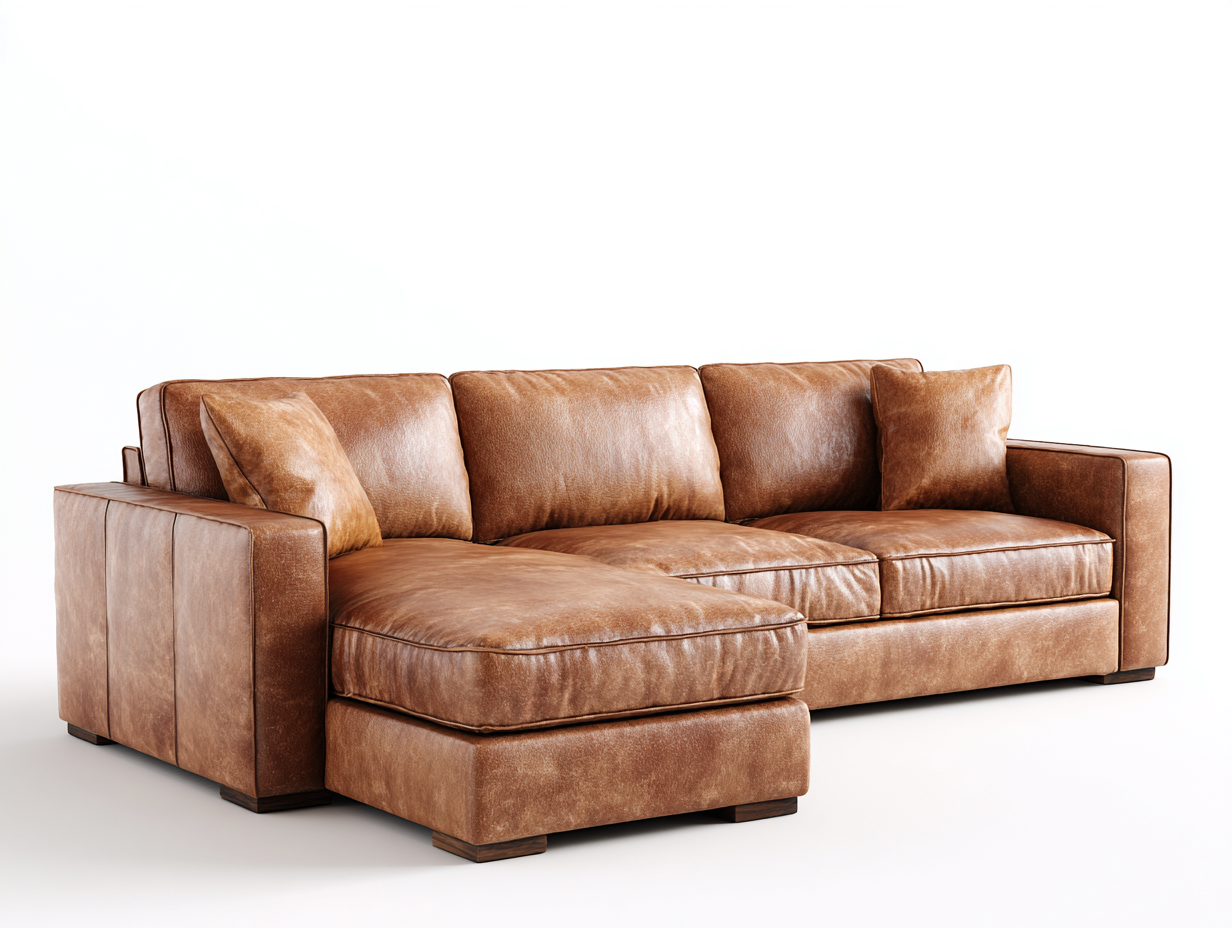 Divano angolare-Pelle sintetica-Legno-294 x 171 x 86 cm-Marrone chiaro-Stile moderno-Hariadanest