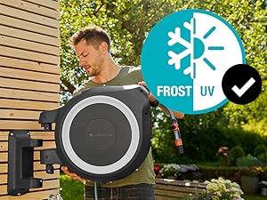 Soporte porta mangueras de pared, Jard&iacute;n, tecnolog&iacute;a enrollable, gardena, uv frost
