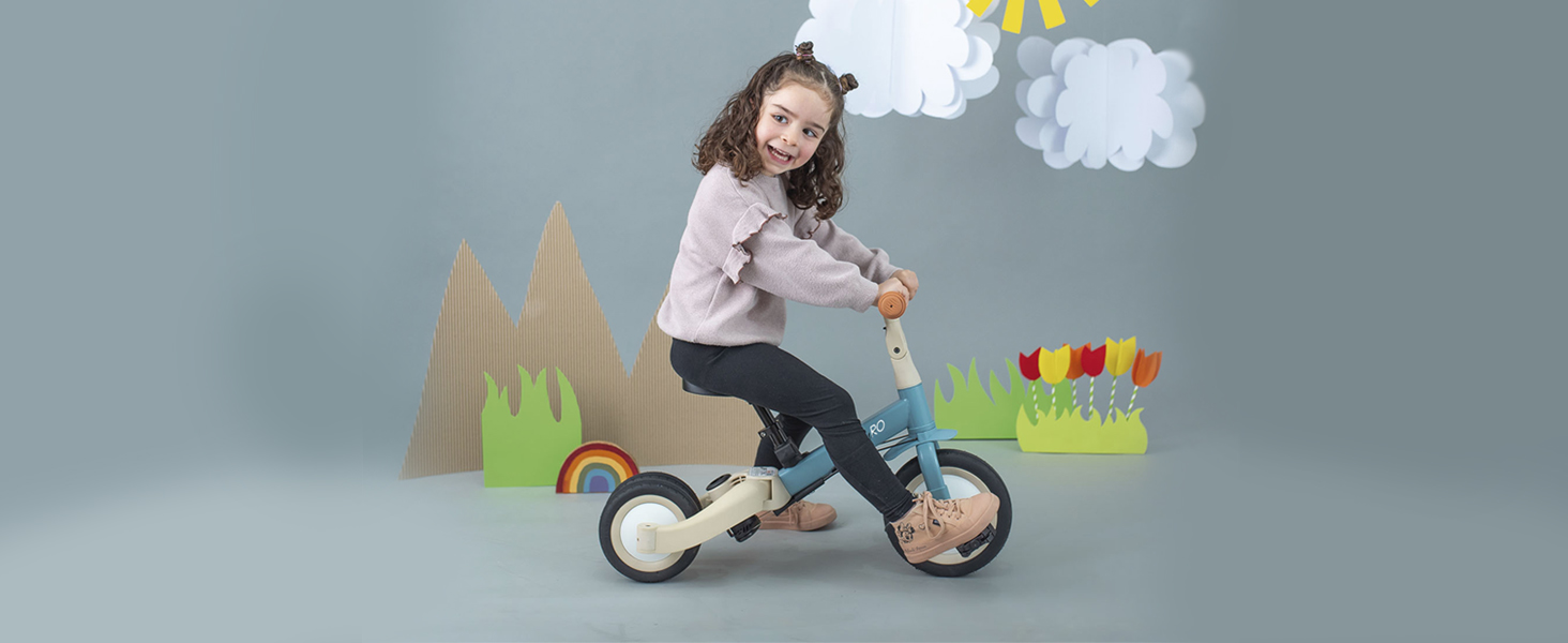 Triciclo para Bebés Triciclo Evolutivo para Niños con Toldo Plegable Mango de Empuje Telescópico