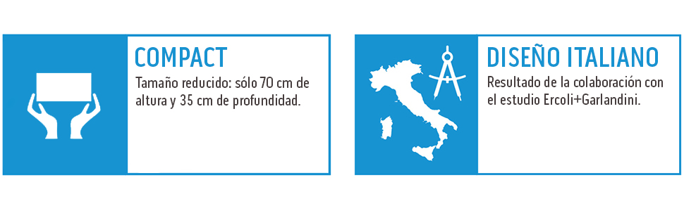 Tama&ntilde;o reducido: s&oacute;lo 70 cm de altura y 35 cm de profundidad.