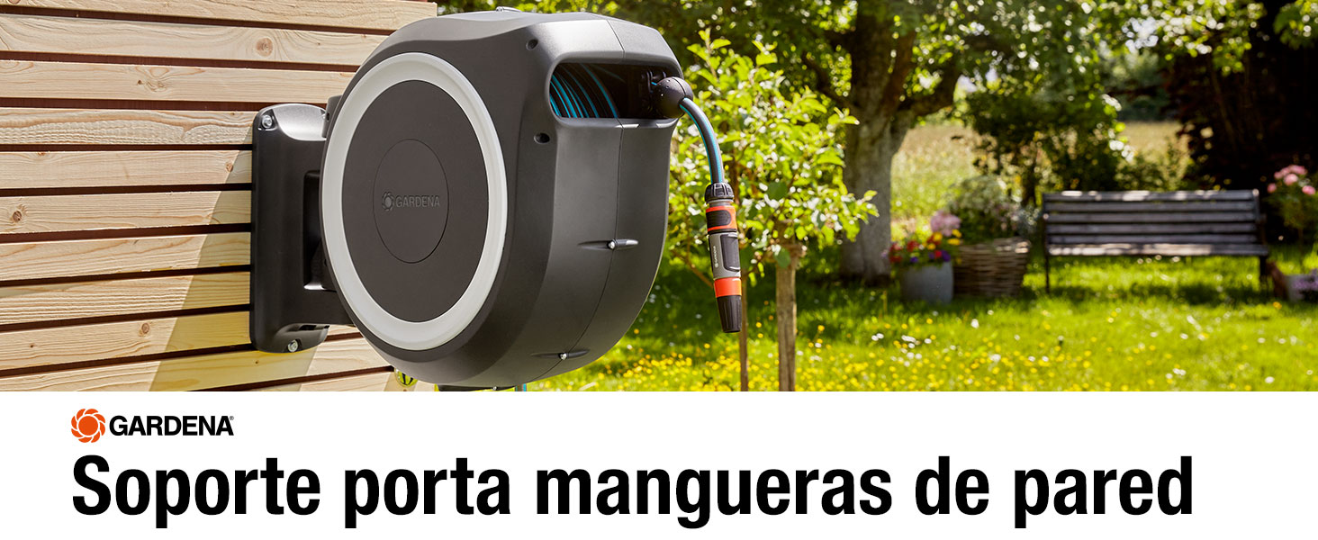Soporte porta mangueras de pared, Jard&iacute;n, tecnolog&iacute;a enrollable