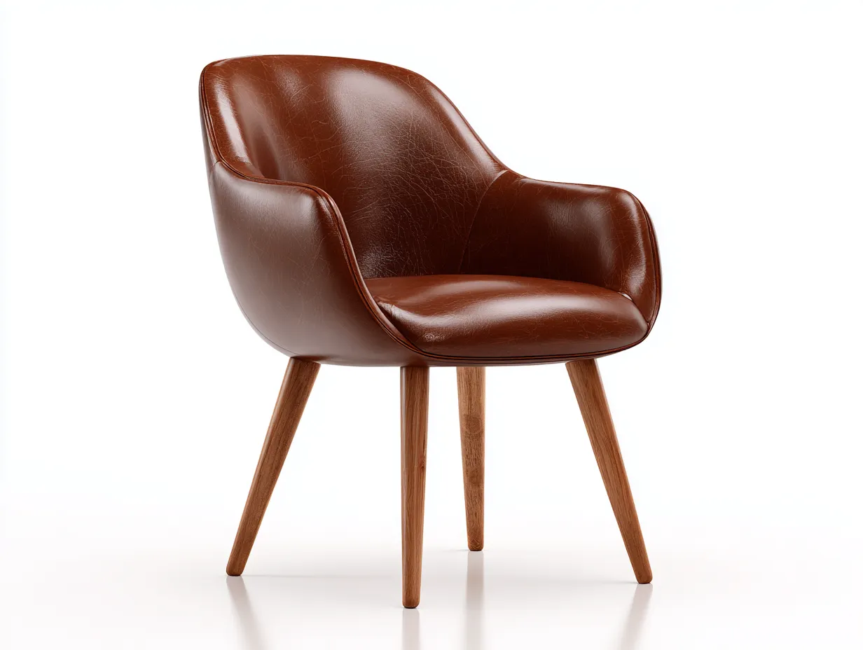 Chaise de salle à manger - similicuir-bois - 52 x 58 x 82 cm - marron - style moderne-Noriaianest
