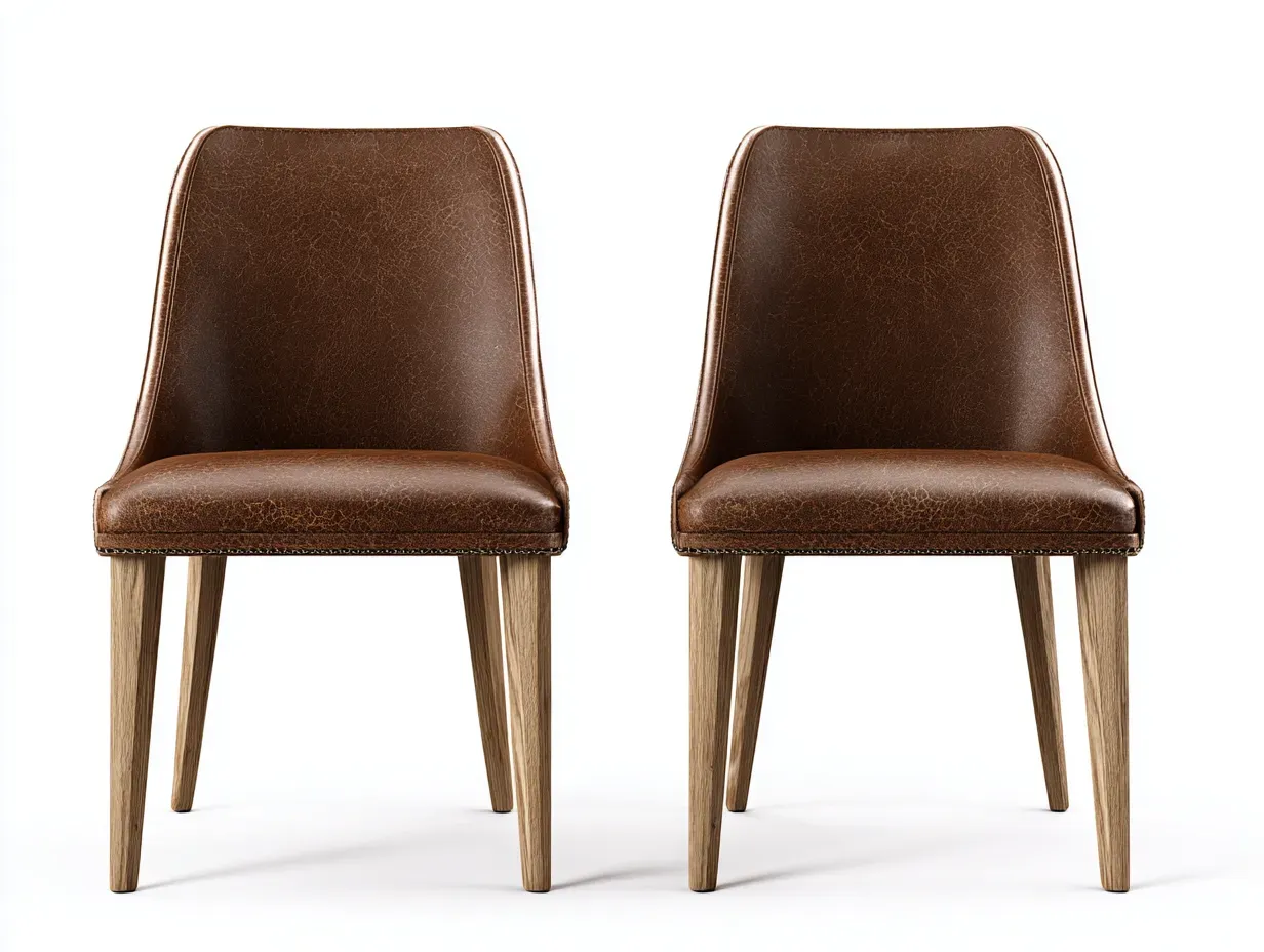 Chaise de salle à manger - similicuir-bois - 48 x 56 x 84 cm - marron - style moderne-Noriaianest