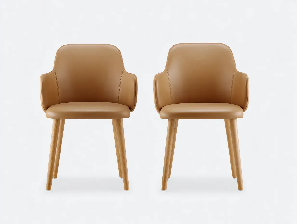 Chaise de salle à manger - similicuir-bois - 54 x 59 x 83 cm - beige marron - style moderne-Noriaianest