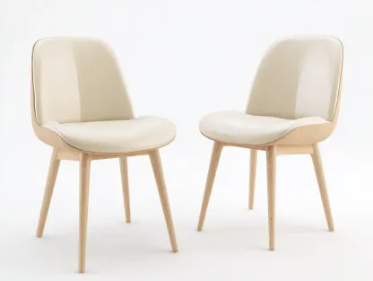 Chaise de salle à manger - bois massif-similicuir - 48x54x80 cm - crème-chêne clair - style moderne-Noriaianest