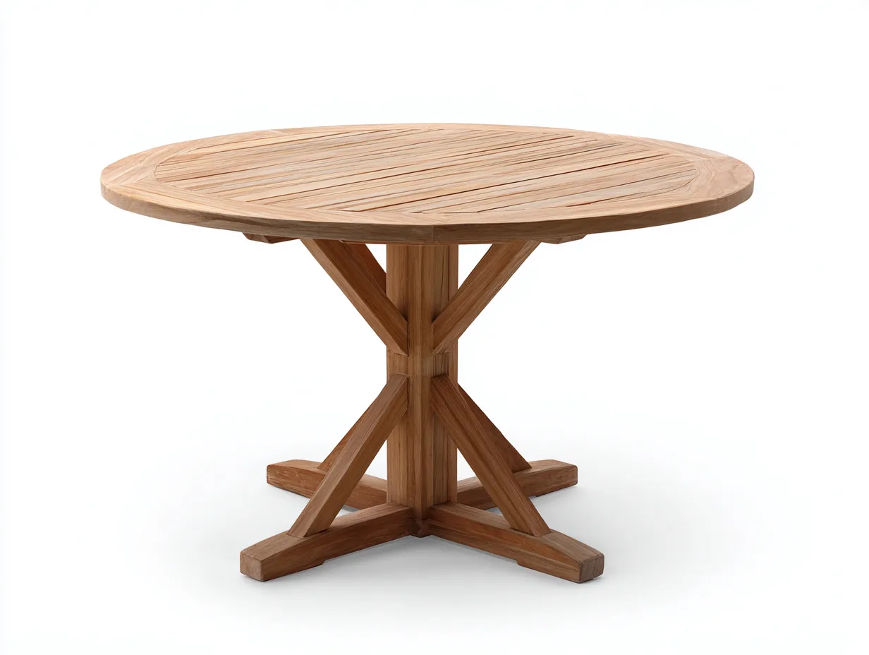 Table de jardin-Bois massif-126 x 126 x 75 cm-Bois naturel-Style rustique moderne-Noriaianest
