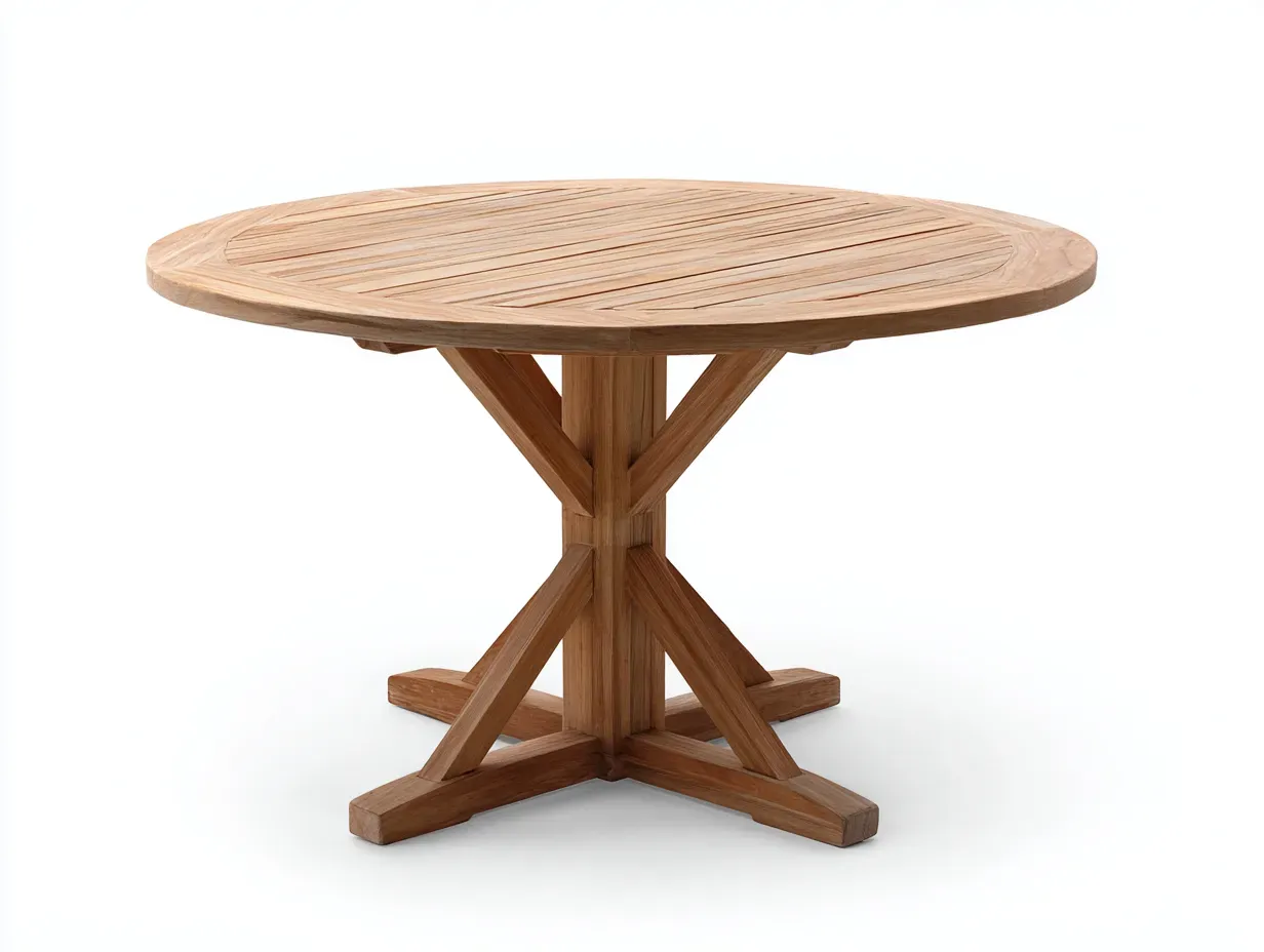 Table de jardin-Bois massif-126 x 126 x 75 cm-Bois naturel-Style rustique moderne-Noriaianest