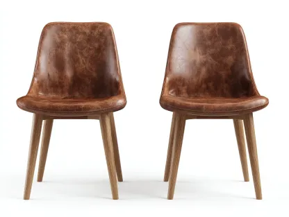 Chaise de salle à manger - similicuir-bois - 46 x 54 x 83 cm - marron - style vintage moderne-Noriaianest