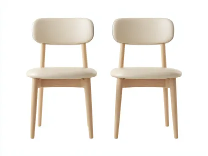 Chaise de salle à manger - bois massif-similicuir - 50x56x83 cm - crème-chêne clair - style moderne-Noriaianest