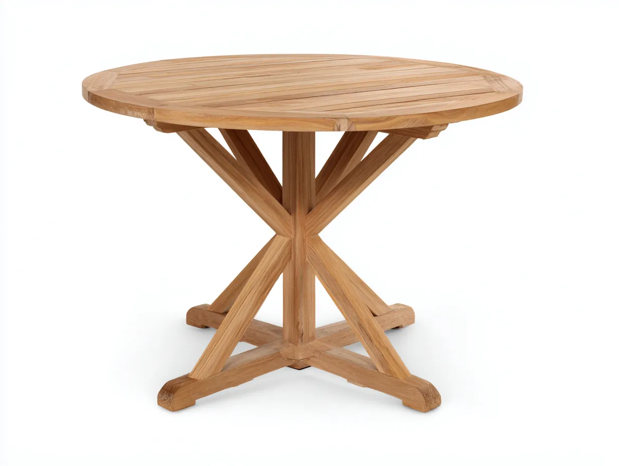 Table de jardin-Bois massif-134 x 134 x 75 cm-Bois naturel clair-Style rustique moderne-Noriaianest