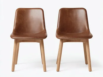 Chaise de salle à manger - bois massif-similicuir - 52x58x82 cm - brun-chêne - style moderne-Noriaianest