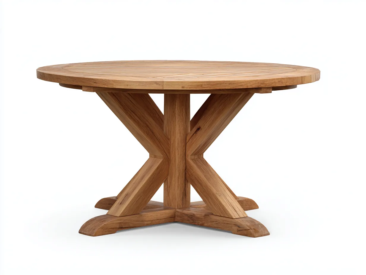 Table de jardin-Bois massif-136 x 136 x 75 cm-Bois naturel moyen-Style rustique-Noriaianest