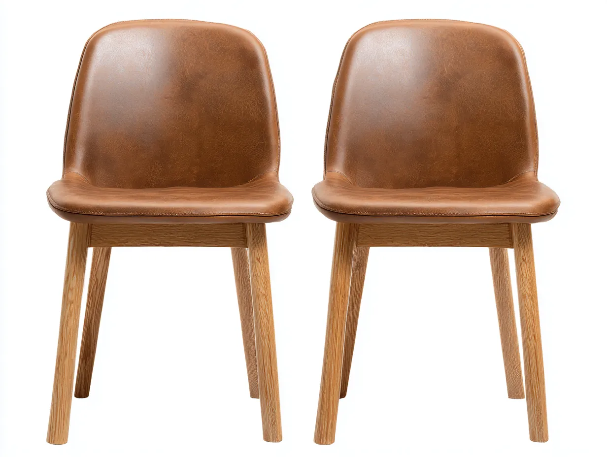 Chaise de salle à manger - similicuir-bois - 45 x 53 x 82 cm - marron - style moderne minimaliste-Noriaianest