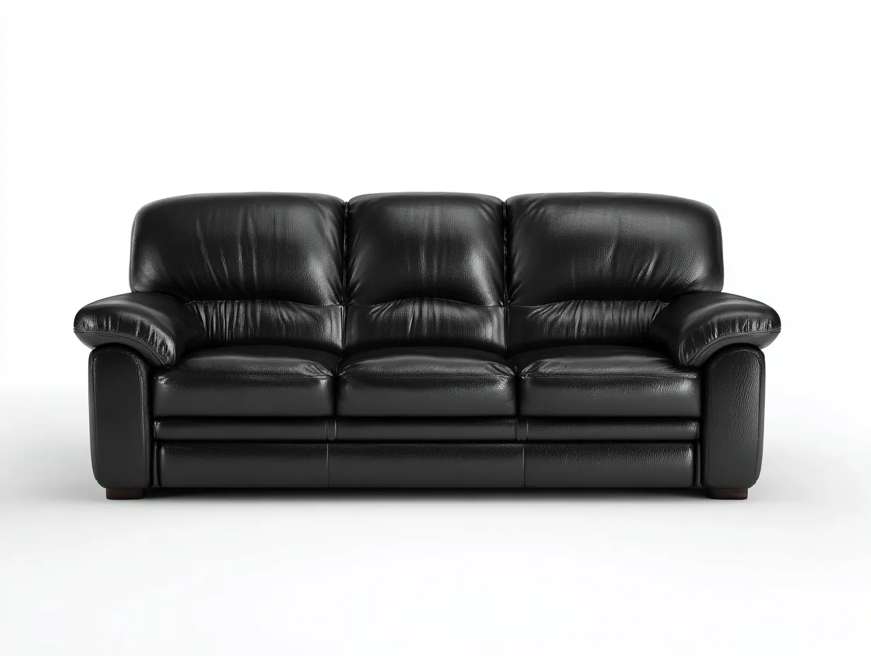 Canapé 3 places - cuir synthétique-bois - 220 x 93 x 86 cm - noir - style moderne confortable-Rinararoom