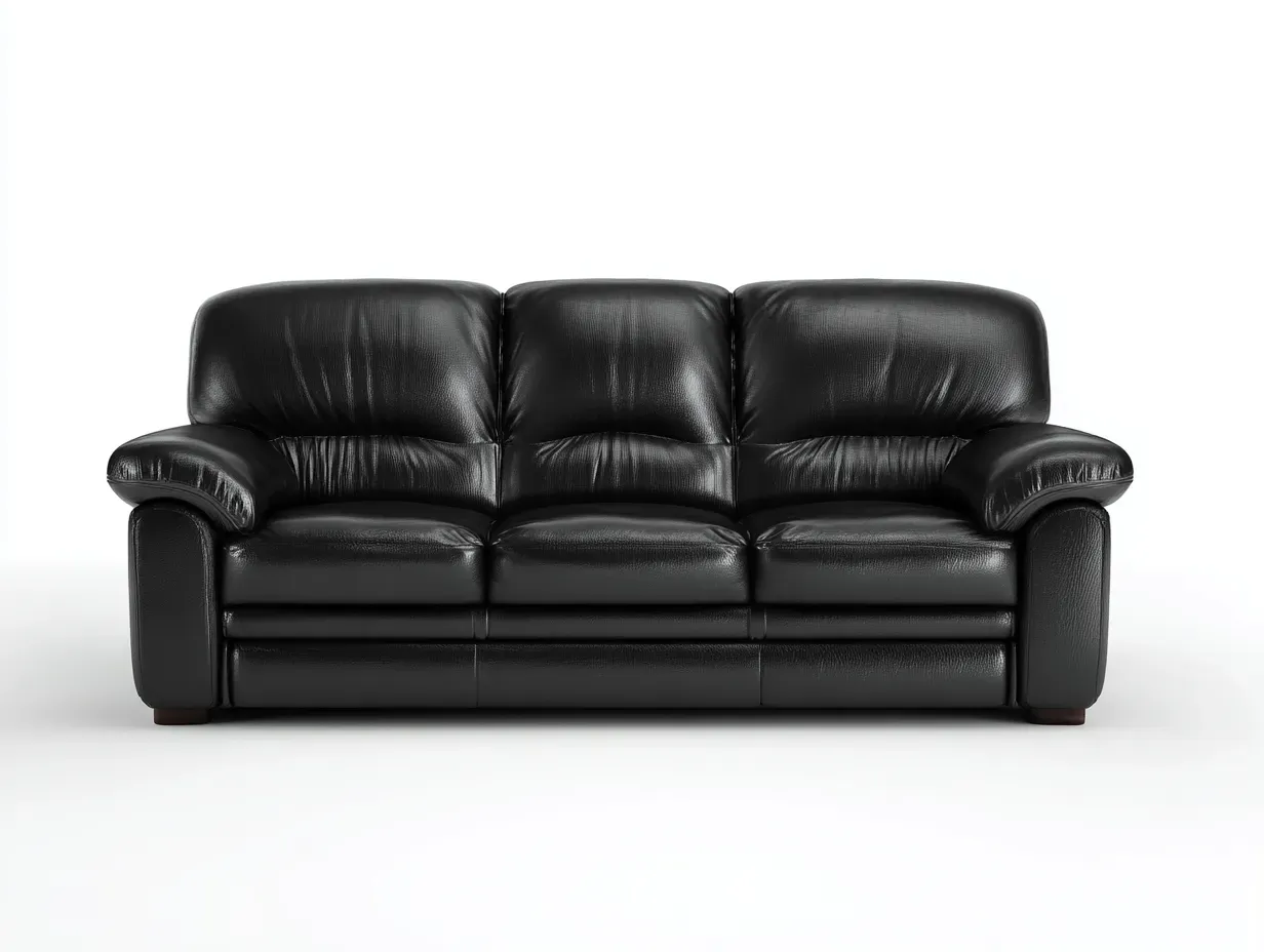 Canapé 3 places - cuir synthétique-bois - 220 x 93 x 86 cm - noir - style moderne confortable-Rinararoom