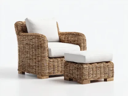Fauteuil en rotin-rotin-tissu-92x88x98 cm-marron-blanc-style naturel avec repose-pieds rectangulaire-Rinararoom