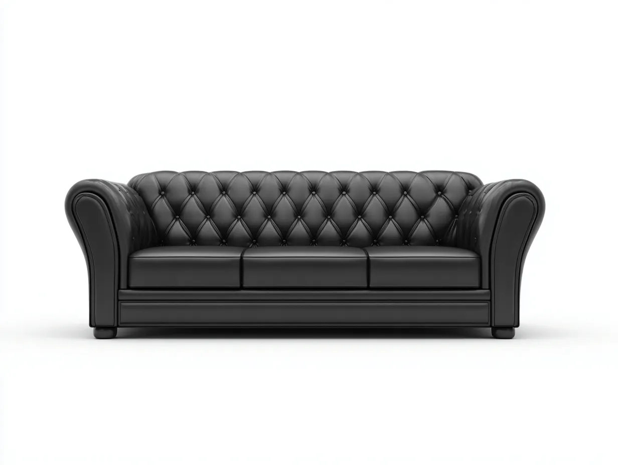 Canapé 3 places - cuir synthétique-bois - 230 x 97 x 86 cm - noir - style chesterfield moderne-Rinararoom