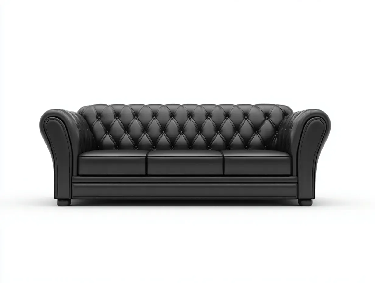 Canapé 3 places - cuir synthétique-bois - 230 x 97 x 86 cm - noir - style chesterfield moderne-Rinararoom