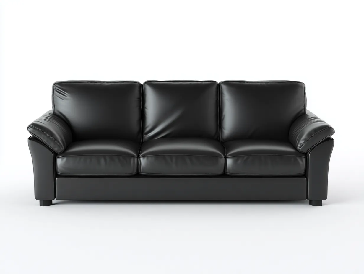 Canapé 3 places - cuir synthétique-bois - 215 x 92 x 85 cm - noir - style moderne-Rinararoom