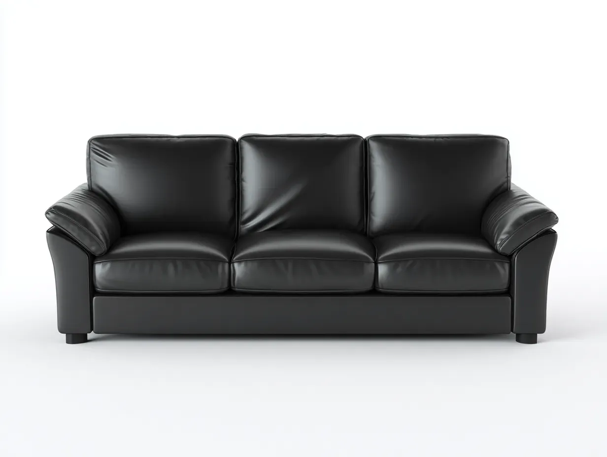 Canapé 3 places - cuir synthétique-bois - 215 x 92 x 85 cm - noir - style moderne-Rinararoom