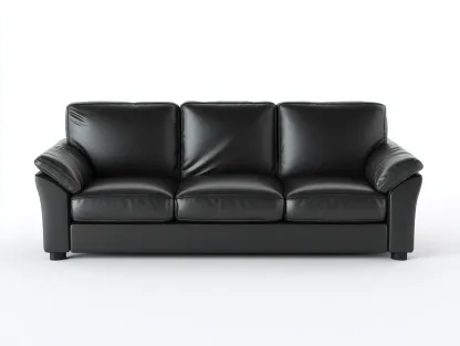 Canapé 3 places - cuir synthétique-bois - 215 x 92 x 85 cm - noir - style moderne-Rinararoom