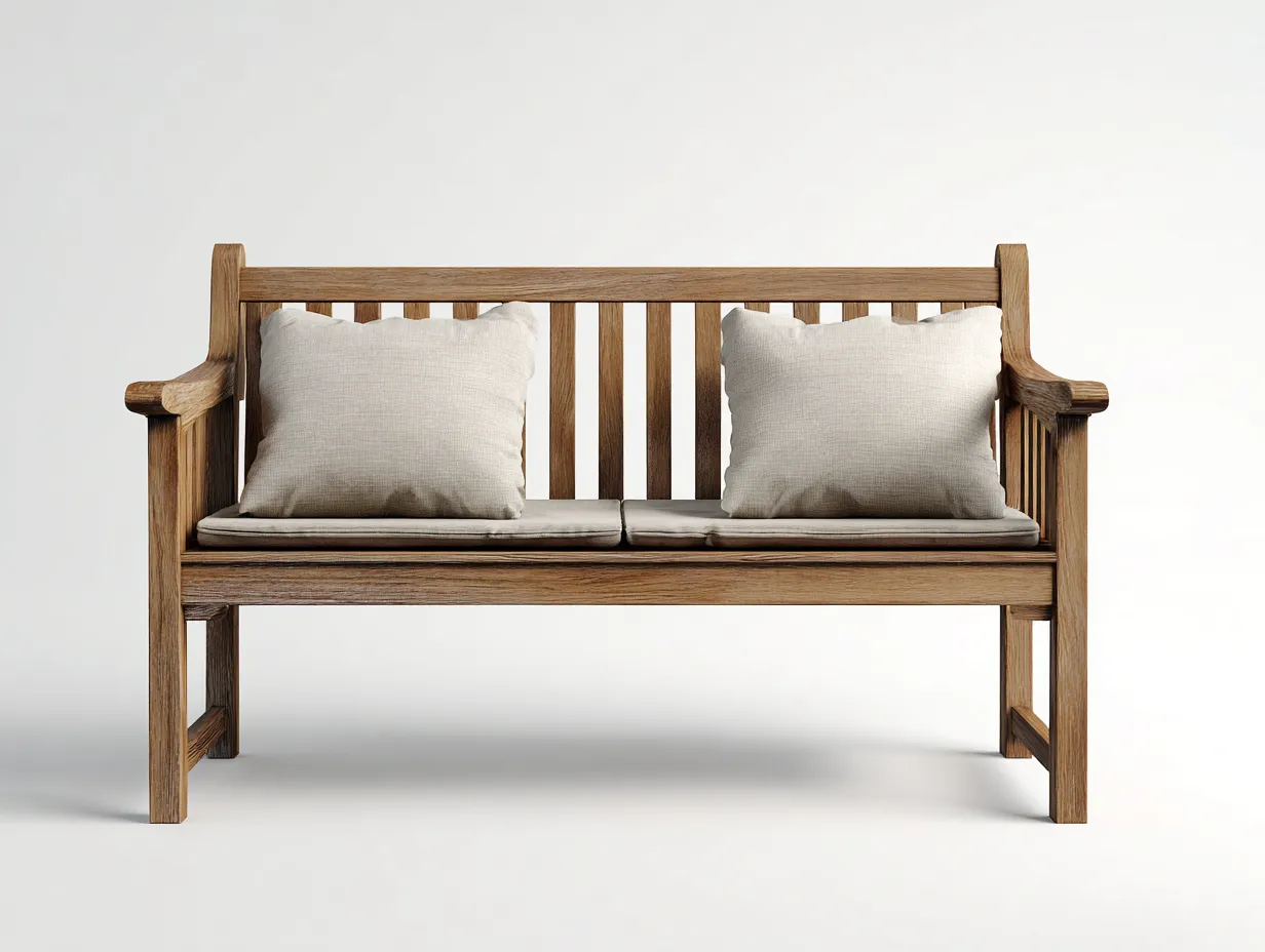 Banc de jardin-bois-tissu-135x65x90 cm-marron-beige-style naturel moderne-Rinararoom