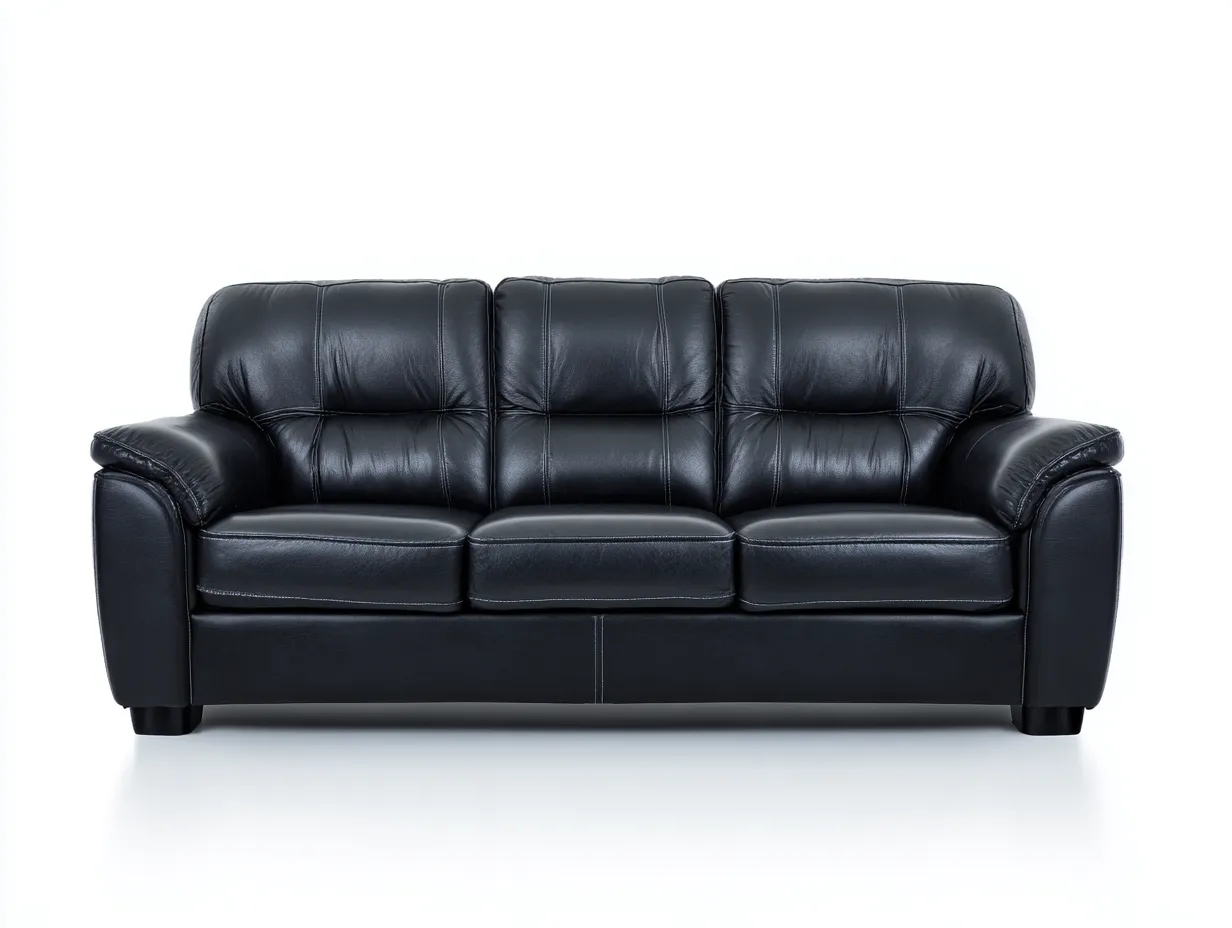 Canapé 3 places - cuir synthétique-bois - 224 x 97 x 89 cm - noir - style contemporain confortable-Rinararoom