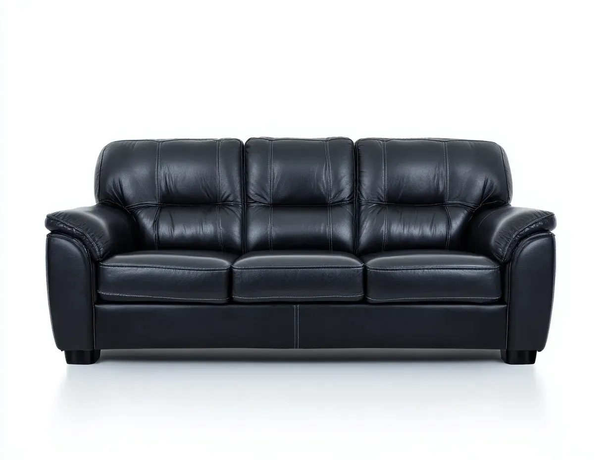 Canapé 3 places - cuir synthétique-bois - 224 x 97 x 89 cm - noir - style contemporain confortable-Rinararoom