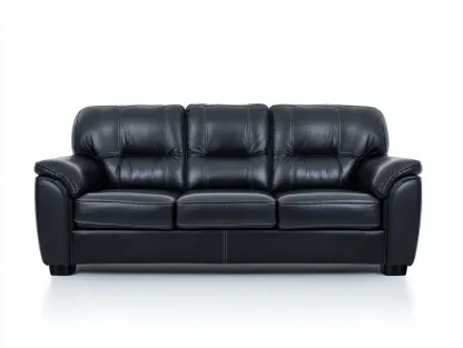 Canapé 3 places - cuir synthétique-bois - 224 x 97 x 89 cm - noir - style contemporain confortable-Rinararoom