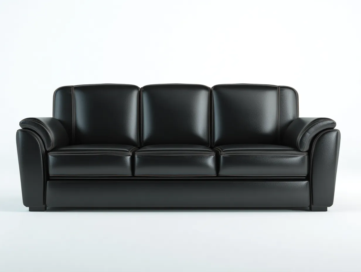 Canapé 3 places - cuir synthétique-bois - 222 x 94 x 87 cm - noir - style contemporain-Rinararoom