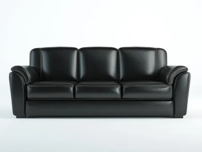 Canapé 3 places - cuir synthétique-bois - 222 x 94 x 87 cm - noir - style contemporain-Rinararoom