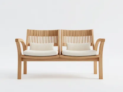 Banc de jardin-bois-tissu-128x62x88 cm-marron-beige-style moderne-Rinararoom