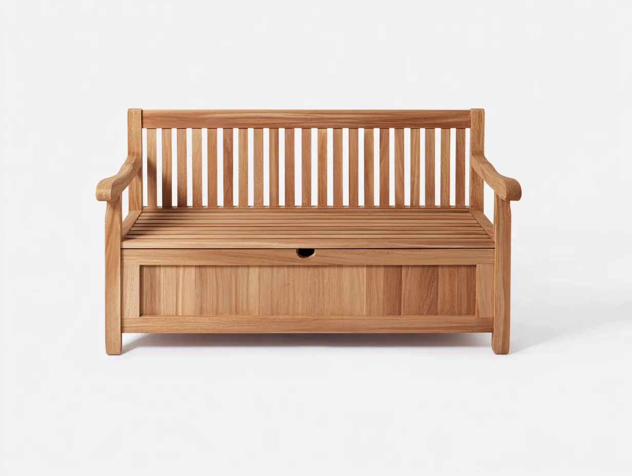 Banc de jardin-bois-150x60x90 cm-marron clair-style naturel avec rangement-Rinararoom