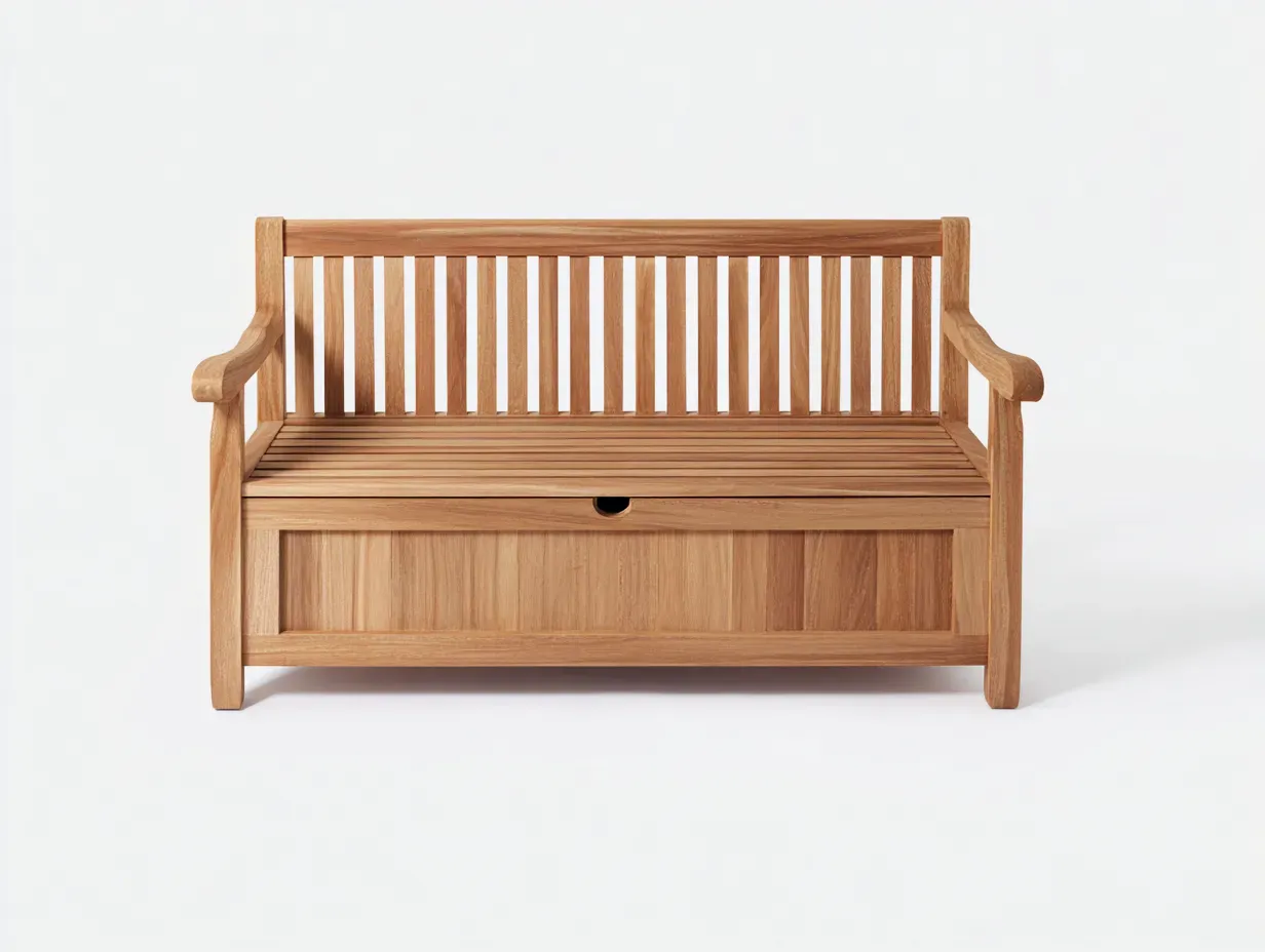 Banc de jardin-bois-150x60x90 cm-marron clair-style naturel avec rangement-Rinararoom