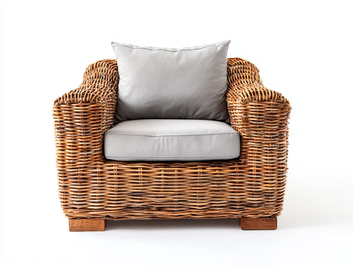 Fauteuil en rotin-rotin-tissu-96x92x102 cm-marron-gris-style naturel-Rinararoom