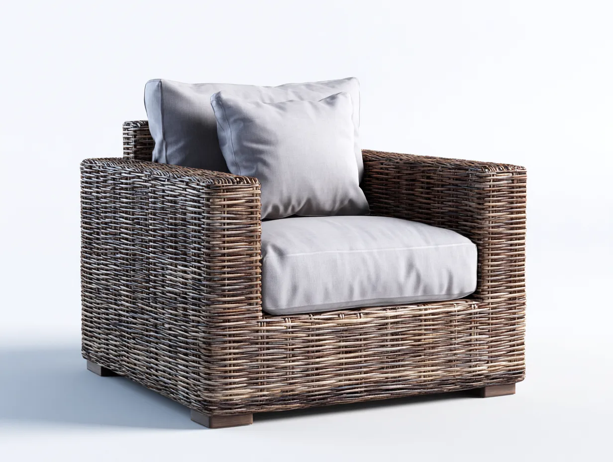 Fauteuil en rotin-rotin-tissu-104x100x112 cm-marron-gris-style naturel-Rinararoom