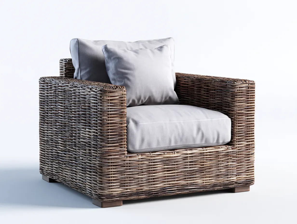 Fauteuil en rotin-rotin-tissu-104x100x112 cm-marron-gris-style naturel-Rinararoom