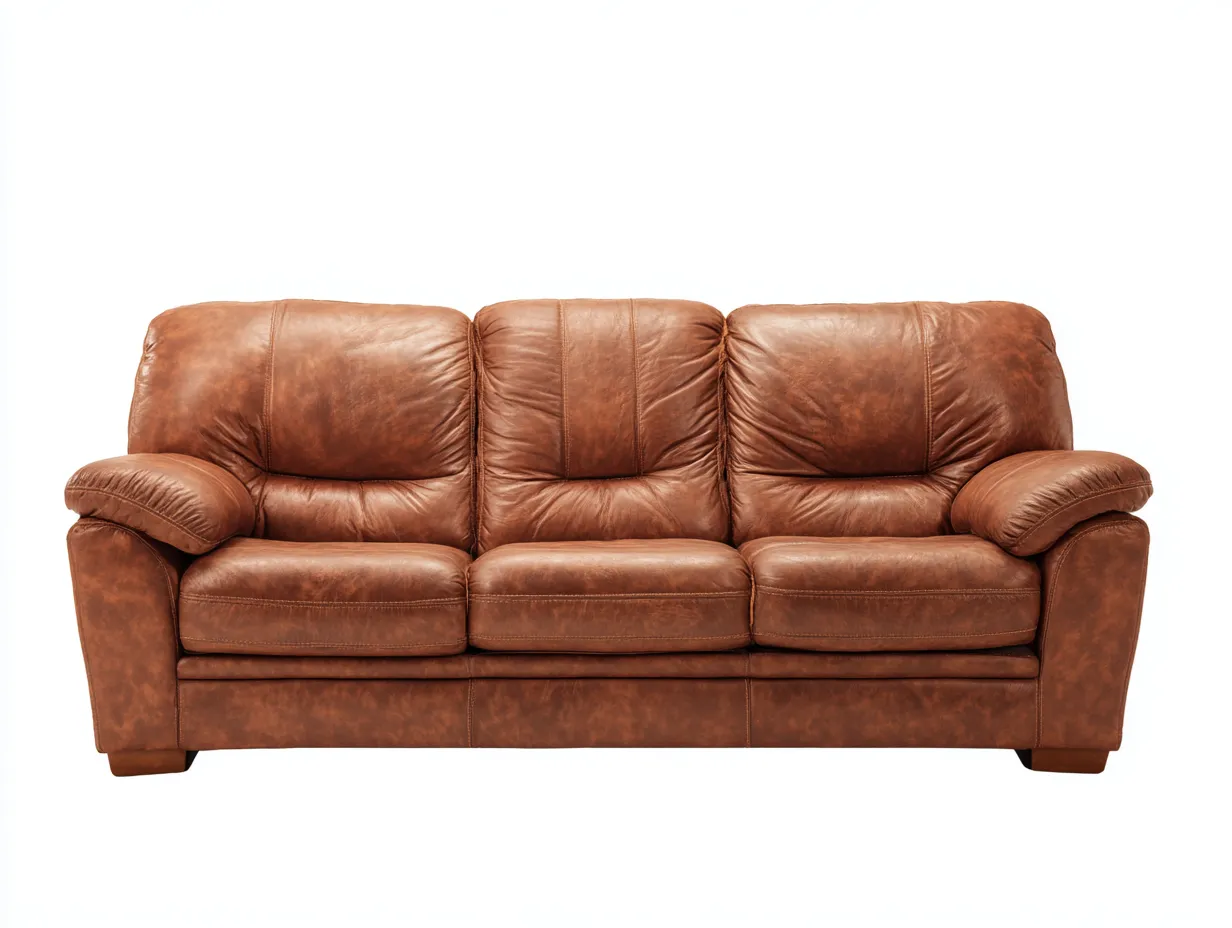 Canapé 3 places - cuir synthétique-bois - 226 x 98 x 90 cm - marron - style vintage confortable-Rinararoom