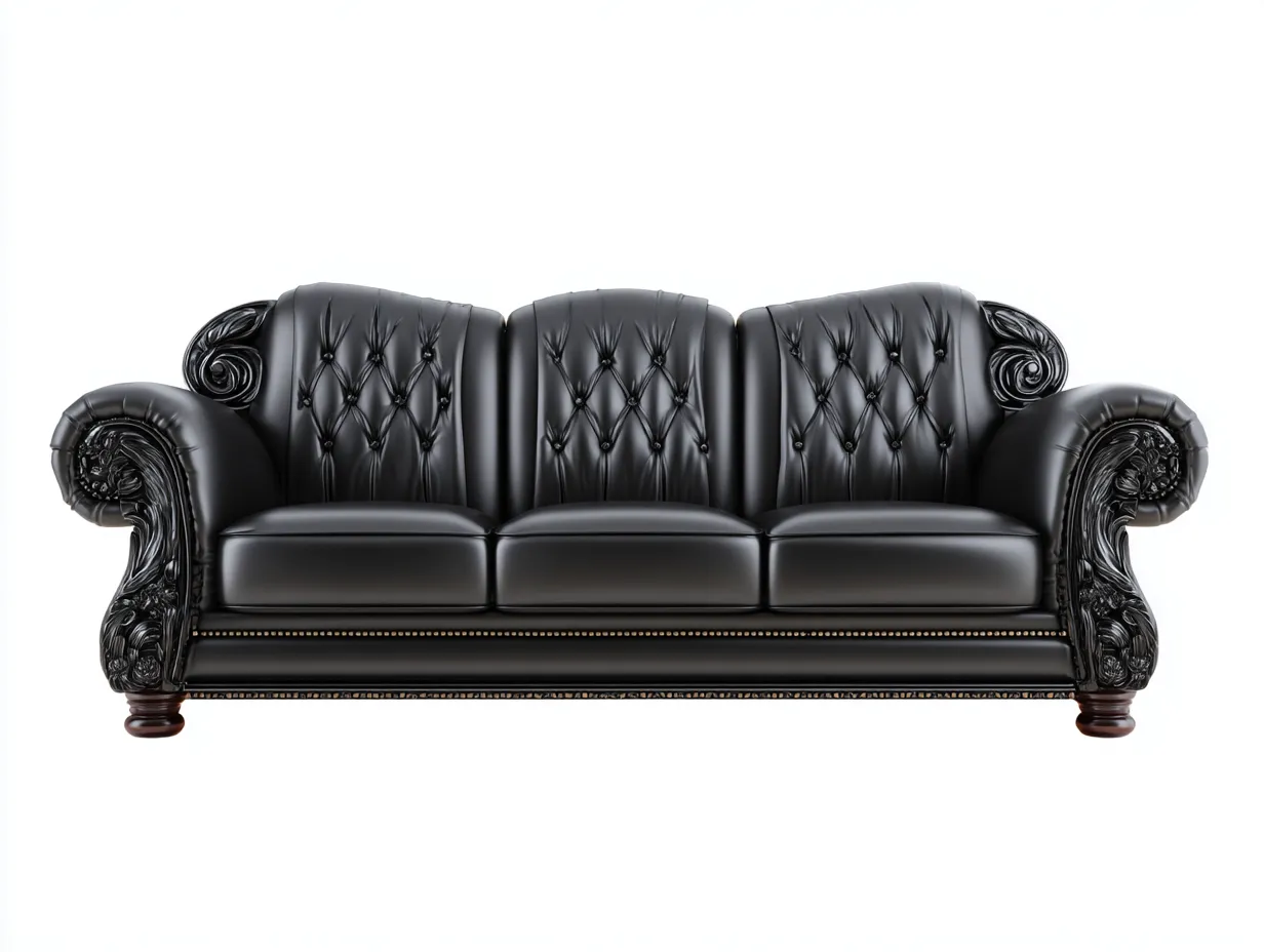 Canapé 3 places - cuir synthétique-bois - 228 x 96 x 88 cm - noir - style classique-Rinararoom